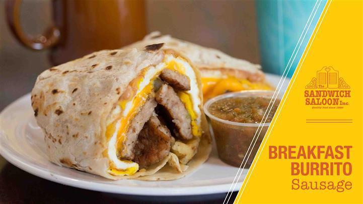 Breakfast Burritos · 3 eggs, ham, bacon or sausage with cheese, refried beans, salsa and potatoes.