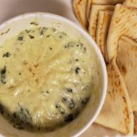 Spinach Dip · Served with pita bread.
