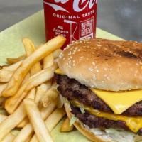 Double Cheese Burger Special · Great money saving  two 1/4 lb. Burger Small Fries and one Can Soda (ONLY $11 including tax)