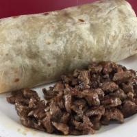 Steak Egg Burrito · THIS IS THE HOT ONE -Come with eggs, hash brown,  5 oz. Chop Rib Eye Steak and Cheddar Chees...