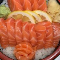 Sake Donburi* · *Served raw or undercooked or contains raw or undercooked meats, poultry, seafood, shellfish...