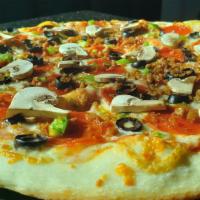 Greco'S Supreme Pizza - Medium · Pepperoni, sausage, black olive, mushroom, green pepper.