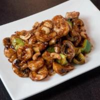Cashew Lover'S Delight · A combination of shrimp and chicken sautéed with celery, mushrooms, green peppers, and cashe...