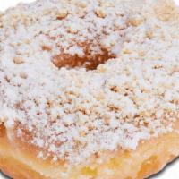 Butter Crumb Raised · Glazed raised donut with a butter and sugar crumble on top.