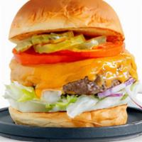 Btw Royale Burger · Favorite. 1/3 lb. grass-fed beef patty, Hawaiian bun, Cheddar cheese, iceberg lettuce, tomat...