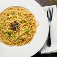 Garlic Noodles · Tender noodles tossed in a special garlic sauce made to order.
