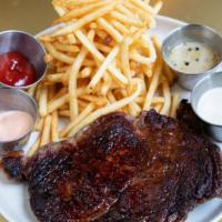 Steak-Frites · grass-fed hanger steak - roquefort, chimichurri or peppercorn sauce