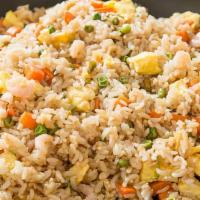 Fried Rice · |Ginger and spring onions| mushroom|mix veg|egg|chicken|shrimp|beef.