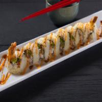 Crunchy Roll · Imitation crab, cucumber, avocado, shrimp tempura, crunch.