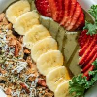 Green Acai Bowl · Vegan. Acai, banana, kale, dates, matcha, almond butter.