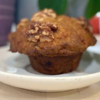 Walnut Banana Muffin Vegan · House made banana muffin with walnuts. 
Contains vegan butter and flax meal.