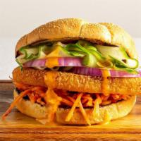 Vegan K-Style Sandwich · Vegan chicken, spicy vegan mayo, 