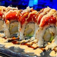 Hot Night · Including shrimp tempura, imitation crabmeat, avocado. topped with spicy tuna, crunch topped...