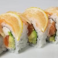 Salmon Lover · Including salmon, imitation crabmeat, avocado, cucumber topped with salmon, lemon slice
ponz...