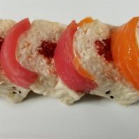 X-Girlfriend (6 Pcs.) · No rice. Imitation Crabmeat, Spicy Tuna topped with Wrapped in Soy Paper, Tuna, Salmon, Yell...