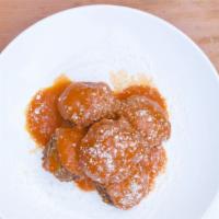 Meat Balls & Organic Tomato Sauce · ABF & hormone free beef meat balls, mozarella, parmigiano