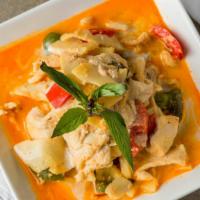 Spicy Creamy Panang · Choice of meat in a spicy creamy panang curry with broccoli, green beans, zucchini, carrots,...