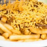 Chili Cheese Fries · French fries, chili, and cheddar cheese.