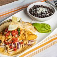 Baja Tacos · Local rock cod, tempura battered and fried, chipotle crema, shredded cabbage, and pico de ga...
