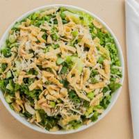 Small Chinese Chicken Salad · Mix of greens with shredded chicken, cucumbers, green onion, and sesame seeds, with sweet se...