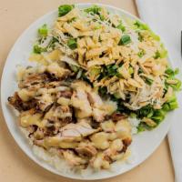 Chicken Gravy Deluxe · Includes Chinese chicken salad.