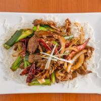 Mongolian Beef    · Spicy. Sliced beef sauteed in mild hot Mongolian sauce and vegetable.