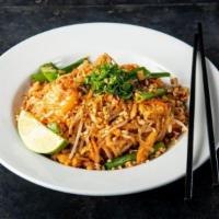 Pad Thai · Rice noodles with chicken, shrimp, eggs,
onions, and scallions, wok-tossed in Pad
Thai sauce...