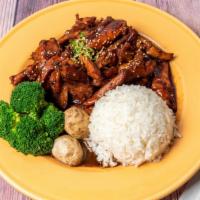 Chicken Teriyaki · Regular or spicy. Pan fried chicken & broccoli, mushroom & rice with teriyaki sauce.