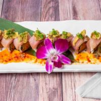 Albacore Delight · Extra spicy. In: spicy albacore, cucumber, crunch/ out: seared albacore, crispy jalapeno wit...