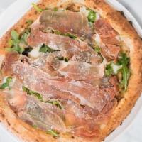 Truffle & Prosciutto  Pizza · Truffle cream, fresh Mozzarella, basil, mushrooms. Topped with prosciutto and baby arugula a...