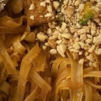 Pad Thai · Pan-fried rice noodles choice of meat ,tofu, green onions, egg and bean sprouts served with ...