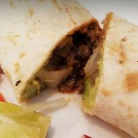 Burrito Desayuno - Breakfast Burrito · 2 eggs, ham, chorizo or bacon, hashbrown, beans & cheese.