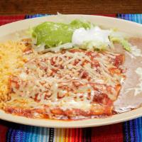 Enchilada Plate (3 Enchiladas) · 3 enchiladas with corn tortillas, your choice of meat, lettuce, sour cream, guacamole, pico ...