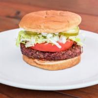 Hungry Planet Burger · Vegan. mustard, ketchup, mayo,  onions, ,lettuce  pickles, tomatoes