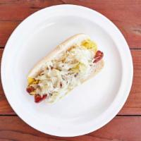 New Yorker Hot Dog · Regular or grilled sauerkraut and mustard. Specify yellow or brown mustard.