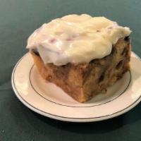 Apple Blueberry Bread Pudding · With jack Daniel's whiskey sauce.