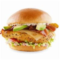 Grilled Chicken Club Sandwich · grilled chicken / bacon / avocado / swiss cheese / bacon aioli / shredded iceberg / tomato /...