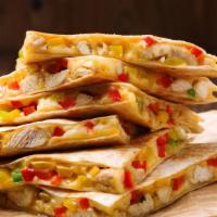 Chicken Quesadilla · Classic Chicken Quesadilla with red sauce and cheese. Includes guacamole and sour cream.