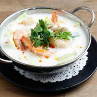 Tom Ka Soup [Cup] · Thai coconut soup with galangal, lemon grass, lime leaves and mushroom