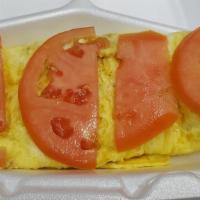 Denver Omelette · Ham, onions, bell pepper & cheddar cheese.