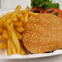 Teriyaki Swiss Burger · Ground steak, ground turkey or veggie. All burgers Served with French fries.