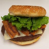 Bacon Cheddar Burger · Ground steak, ground turkey or veggie. All burgers Served with French fries.