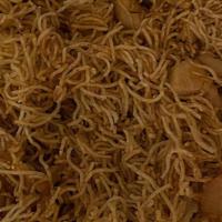 Mee Krob · Traditional light crispy noodles tossed with a touch of sweet palm sugar, tamarind, chicken,...