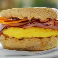 Ham Breakfast Sandwich · Delicious ham, fresh eggs and cheese sandwich.