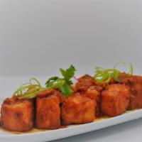 Chilli Paneer · Paneer marinated with spices, deep fried and cooked on low heat in exceptional sauce.