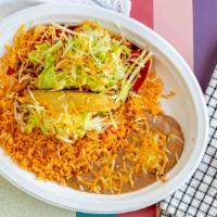 2 Enchiladas · Includes rice & beans.