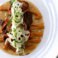 Scallop Taco · Pan seared jumbo Maine diver scallop, handmade tortilla, chile x'catic sauce, caramelized on...