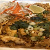 Pad Thai · Pan-fried noodles with egg, bean sprouts, onion and ground peanut.