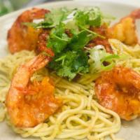 Prawns & Sausages Garlic Noodles · Prawns & Sausages Garlic Noodles: prawns, Italian sausages, grated parmesan cheese, green on...