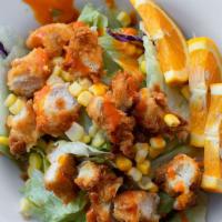 Chicken Salad · Chicken Tender Salad: salad mix, chicken tender, corn, croutons, orange slices, special dres...